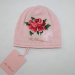 MISS BLUMARINE Cuffietta maglia rosa con rose