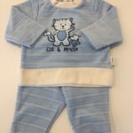 STUMMER Completo nascita in ciniglia azzurro gattino corredino neonato