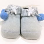 LA PERLA  Scarpette in lana colore cielo con coniglietto e pon pon neonato