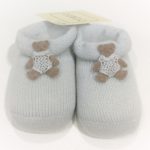 STORY LORIS Scarpette in lana colore cielo con orso vestito neonato