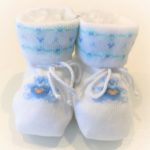 PAOLO ROMBOLI  Scarpette in caldo cotone colore bianco con orso corredino neonato