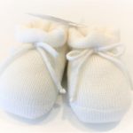 STORY LORIS Scarpette in lana colore panna con nastro caviglia neonato