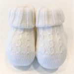 PAOLO ROMBOLI  Scarpette in caldo cotone colore panna con trecce corredino neonato