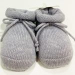 STORY LORIS Scarpette in lana colore grigio con nastro caviglia neonato