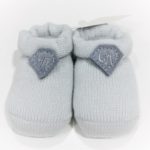 LA PERLA  Scarpette in lana colore cielo con logo GP in camoscio neonato
