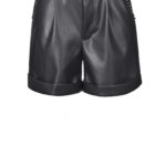PINKO Short in similpelle nero Closer bambina