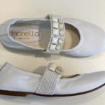 SIMONETTA Ballerine bianche con pietre su fascia elastica