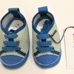 FEFE' Scarpette bluette fantasia verde neonato