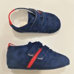 BABY CHICK Scarpette in suède blu con velcro neonato