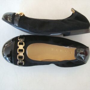 CLARYS Ballerina in suede nero con dettaglio in catena dorata davanti - immagine 3