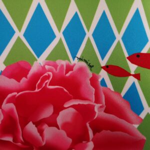 MIMISOL Abito tessuto rombi con macrofiore - immagine 3