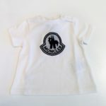 MONCLER T-shirt bianca manica logo tulle blu