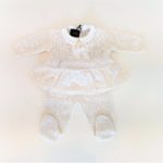 JOHN RICHMOND Completo nascita panna in filo con logo corredino neonata