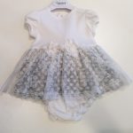 ALETTA Abito manica corta tulle su pois grigio