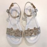 ANDREA MONTELPARE Sandali oro con fiori micropaillettes