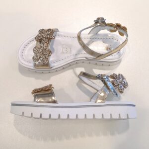 ANDREA MONTELPARE Sandali oro con fiori micropaillettes - immagine 4