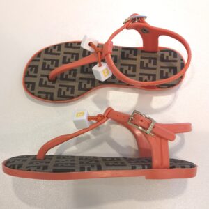 FENDI Sandali infradito gomma logo arancio - immagine 3