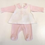 ALETTA Completo coprifasce nascita ciniglia latte-rosa corredino neonata