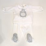 LO'LO' Completo coprifasce nascita ciniglia bianco orologio corredino neonata