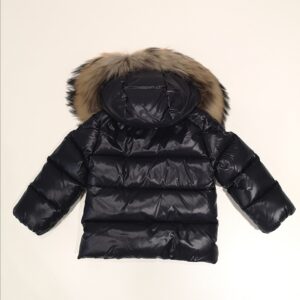 MONCLER Giubbotto blu in piuma con cappuccio pelliccia K2 bambino - immagine 3