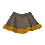 NANAN Completo 2 pezzi check marrone con pelliccia