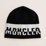 MONCLER Berretto cuffia tricot nero fascia logata bambino