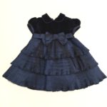 ALETTA Abito blu velluto e raso plissé