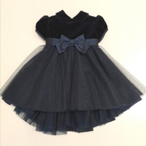 ALETTA Abito blu velluto e tulle glitter
