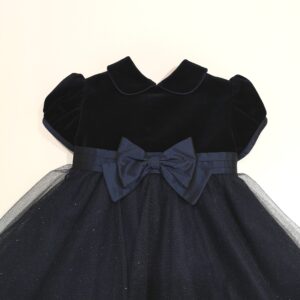 ALETTA Abito blu velluto e tulle glitter - immagine 2