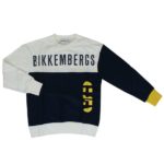 BIKKEMBERGS Felpa girocollo bianco-blu bambino