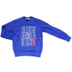 BIKKEMBERGS Felpa girocollo bluette stampa quadrata bambino