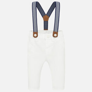 MAYORAL Pantalone lungo bianco con bretelle bambino