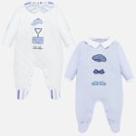 MAYORAL Set 2 tutine azzurre corredino neonato