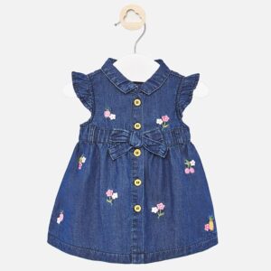 MAYORAL Vestito denim blu con ricamo bambina