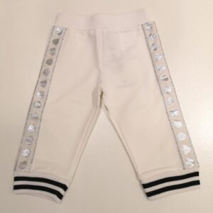 MONCLER Completo bianco pantalone+t-shirt logo silver bambina - immagine 4