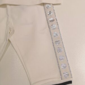 MONCLER Completo bianco pantalone+t-shirt logo silver bambina - immagine 3