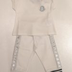 MONCLER Completo bianco pantalone+t-shirt logo silver bambina