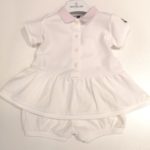 MONCLER Completo piquet polo bianco manica corta bambina