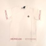 MONCLER T-shirt manica corta bianca bordi logati bambina