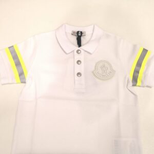 MONCLER Polo manica corta bianca e fluo bambino - immagine 2