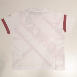 MONCLER T-shirt manica corta  bianca big logo rosso bambino - immagine 3
