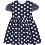 IL GUFO Abito manica corta blu pois bianchi bambina