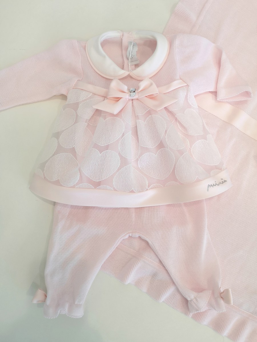 dav MODI' Linea Minù Completo coprifasce nascita cuore rosa corredino neonata - immagine 1