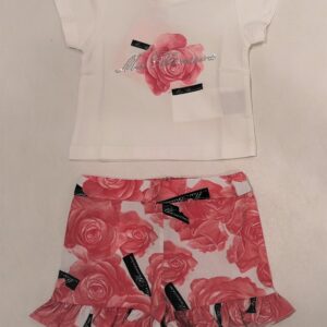 MISS BLUMARINE  T-shirt bianca manica corta stampa rosa - immagine 3