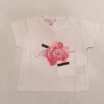 MISS BLUMARINE  T-shirt bianca manica corta stampa rosa