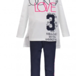 MEK Completo t-shirt bianca + leggings blu bambina