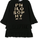 PHILOSOPHY by LORENZO SERAFINI Abito nero con paillettes oro