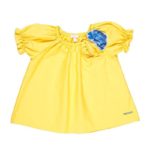 NANAN Blusa gialla con fiore blu bambina