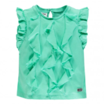 MEK T-shirt smanicata con ruches verde bambina