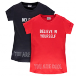 MEK Set 2 t-shirt blu-rosso bambina